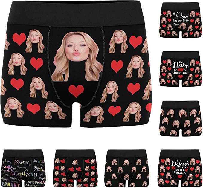 Custom Men's Funny Face I Love You Valentine's Day Boxer Shorts Novelty Briefs Underpants Printed... | Amazon (US)