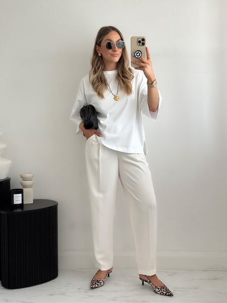White t-shirt outfit for a smart casual vibe.
Shoes are Zara (1237/310)
My trousers are very old Topshop, similar linked.
T-shirt is XS (boxy fit) 

#LTKshoecrush #LTKstyletip #LTKSeasonal