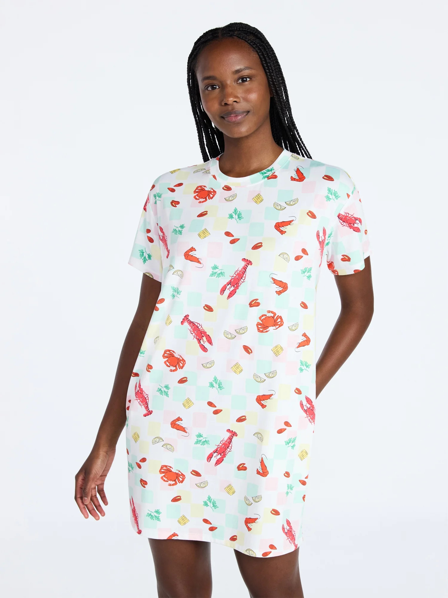 Joyspun Women's Dreamy Soft Collection Short Sleeve Sleepshirt, Sizes S/M-2X/3X | Walmart (US)