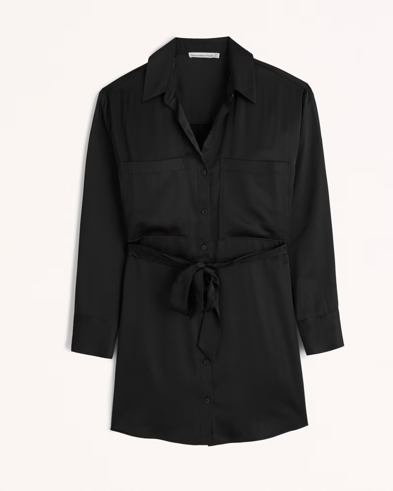 Relaxed Satin Shirt Dress | Abercrombie & Fitch (US)