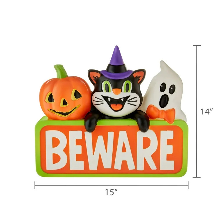 Light-Up Beware Sign Blow Mold, Halloween by Way To Celebrate - Walmart.com | Walmart (US)
