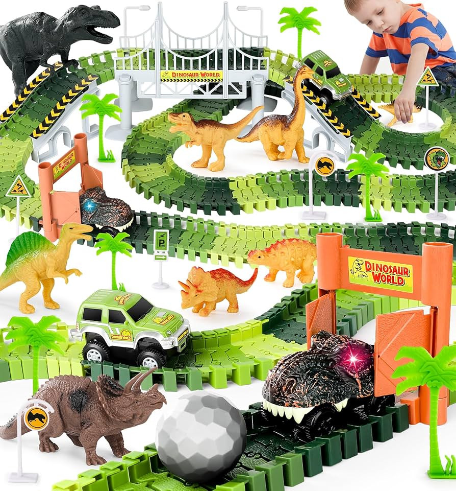Dinosaur Toys, Create A Dinosaur World Road Race Glow in The Dark Car Race Cars for Boys & Girls ... | Amazon (US)