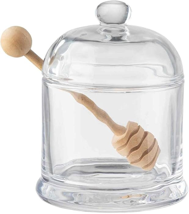 Tablecraft 11040 Honey Dipper Set, 4.88-inch Height, Clear Glass and Wood | Amazon (US)