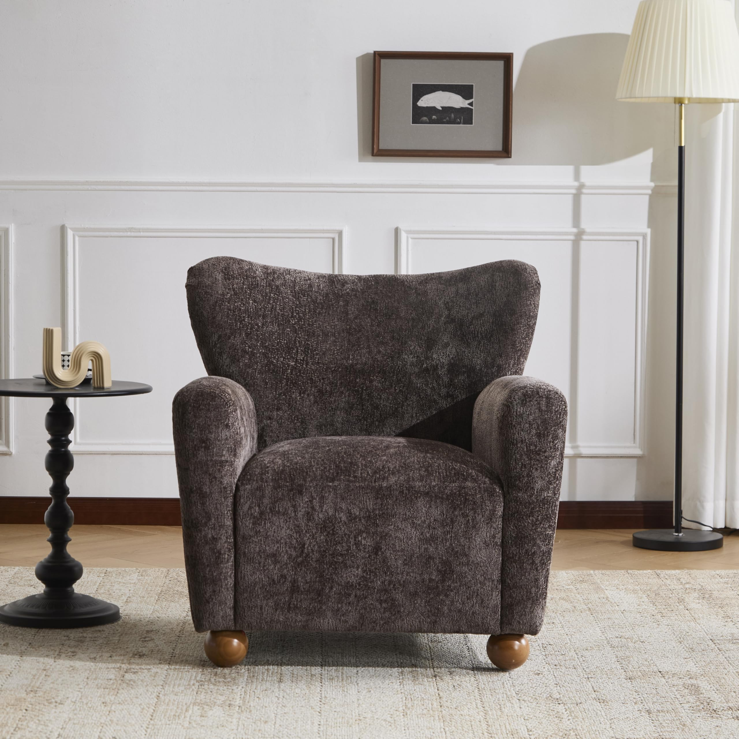 Christopher Knight Home Lindy Wingback Accent Chair, Upholstered Armchair with Rounded Wooden Leg... | Amazon (US)