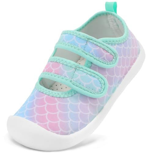 Water Shoes Toddler Girl Non Slip Summer Beach Swim Barefoot Aqua Socks Little Kid Swimming Outdoor Pool Lightweight Comfortable Teal Scale Toddler Size 10 | Amazon (US)