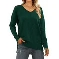 MOSHU V Neck Sweaters for Women Fall Lightweight Knit Pullover Sweater | Walmart (US)
