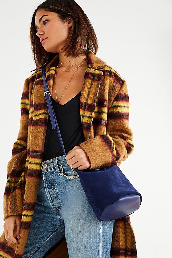 Millie Suede Bucket Crossbody Bag - Blue One Size at Urban Outfitters | Urban Outfitters (US and RoW)