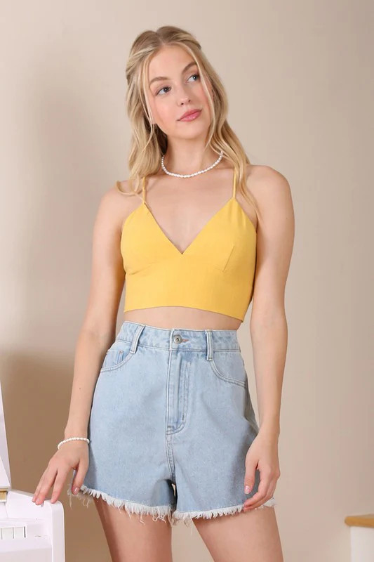 SL yellow crop tank top Yellow / M | Casual Chic Boutique