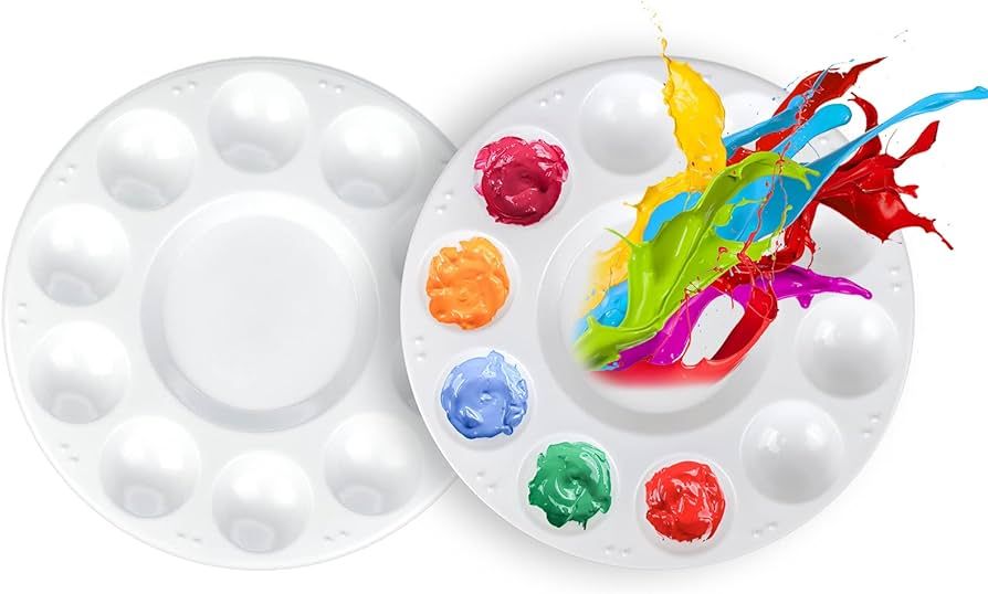 FANDAMEI Round Paint Palette Tray, Paint Tray Palettes Plastic Paint Tray Palette, Paint Trays fo... | Amazon (US)