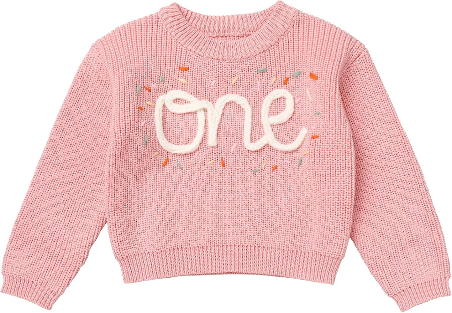 OBEEII Baby Girl Boy Knit Sweater Crewneck Long Sleeve Pullover Top First Birthday Cake Smash Fal... | Amazon (US)