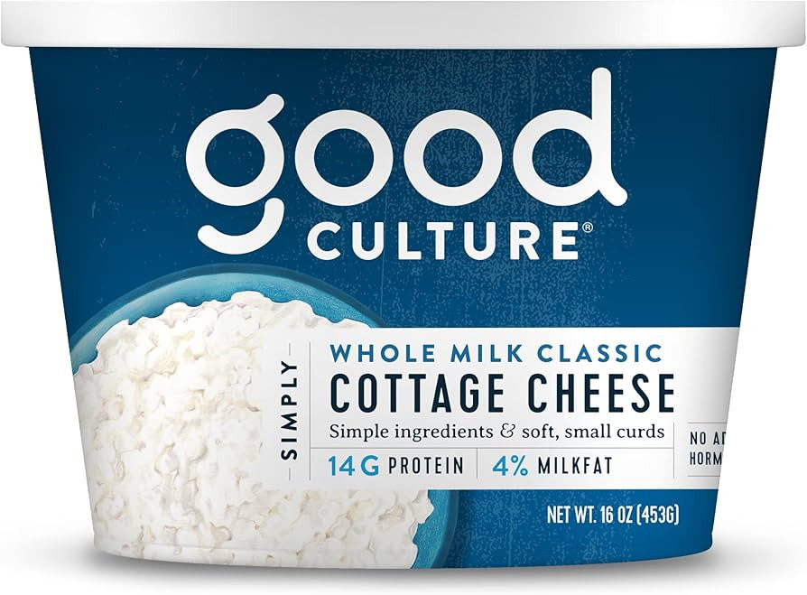 Good Culture Simply Whole Milk 4% Cottage Cheese tub, 16oz | Amazon (US)