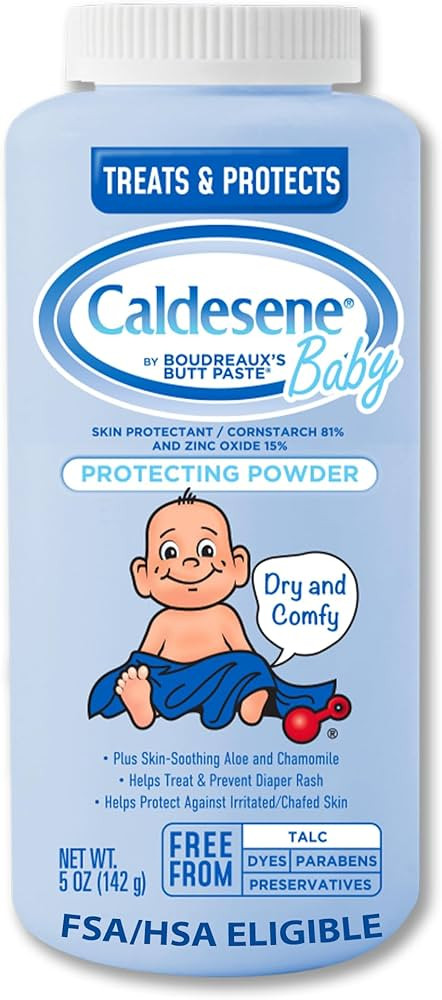 Caldesene Dry & Comfy Baby Powder with Zinc Oxide & Cornstarch, Free from Talc & Preservatives, 5... | Amazon (US)