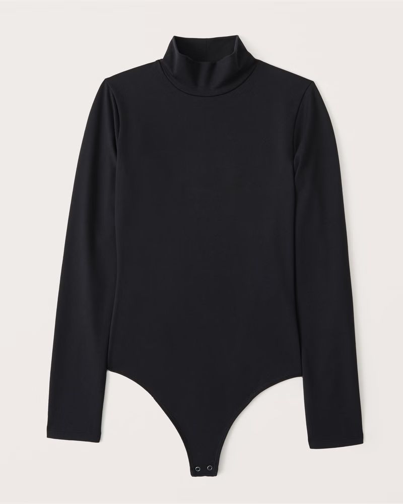 Abercrombie & Fitch Women's Long-Sleeve Seamless Fabric Mockneck Bodysuit in Black - Size XL | Abercrombie & Fitch (US)