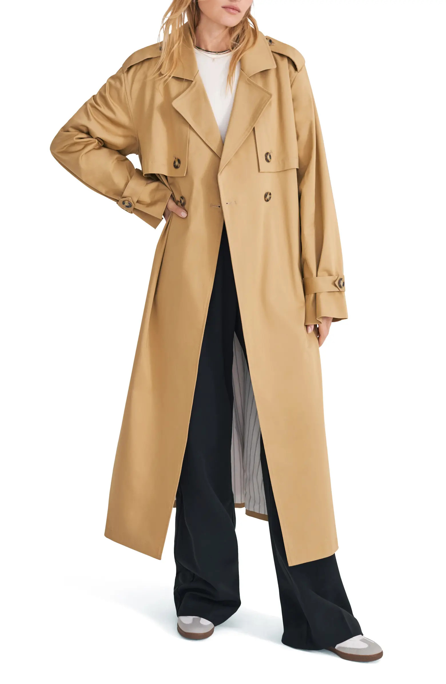 Favorite Daughter The Charles Tie Waist Double Breasted Trench Coat | Nordstrom | Nordstrom