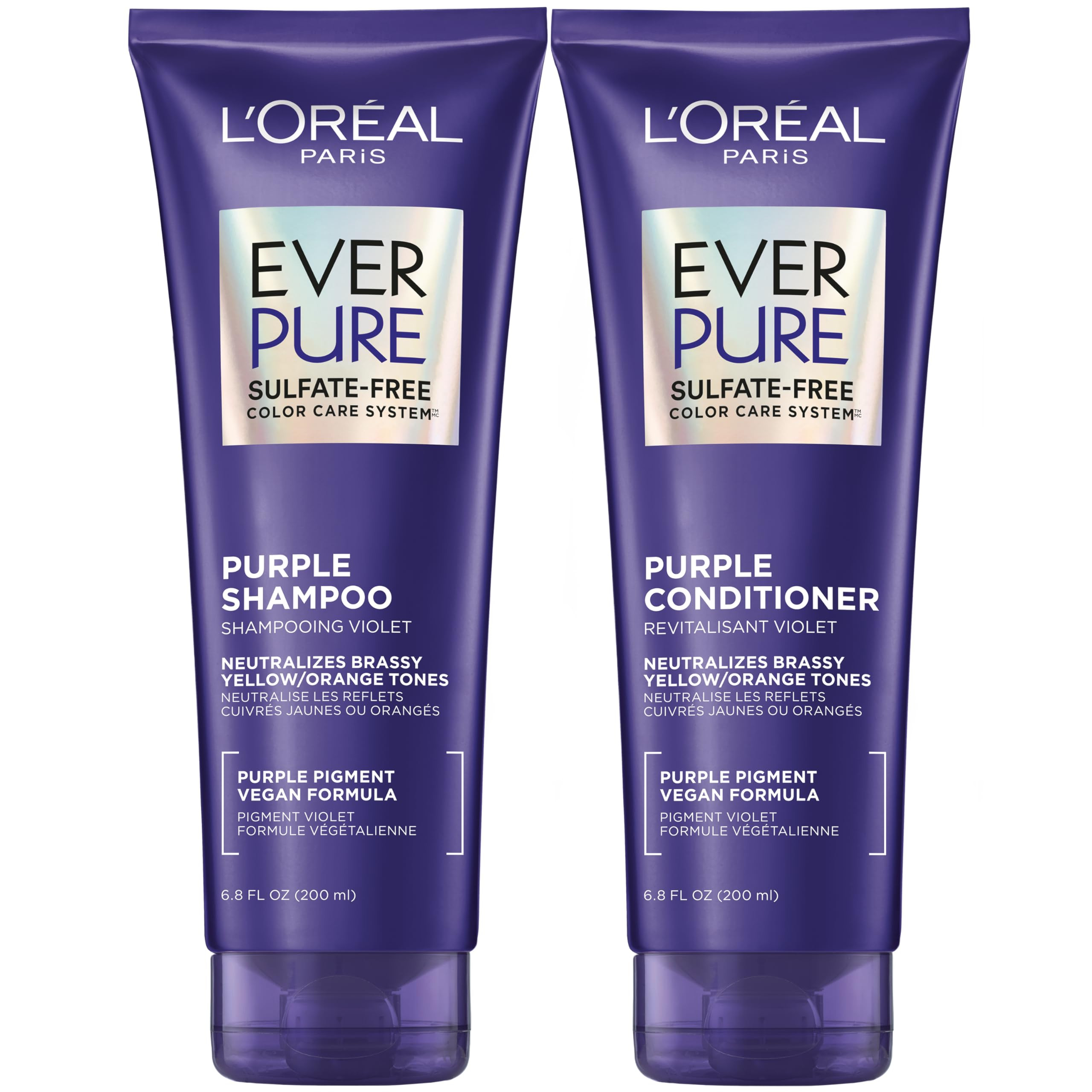 L’Oreal Paris EverPure Sulfate Free Brass Toning Purple Shampoo and Conditioner Set for Blonde,... | Amazon (US)
