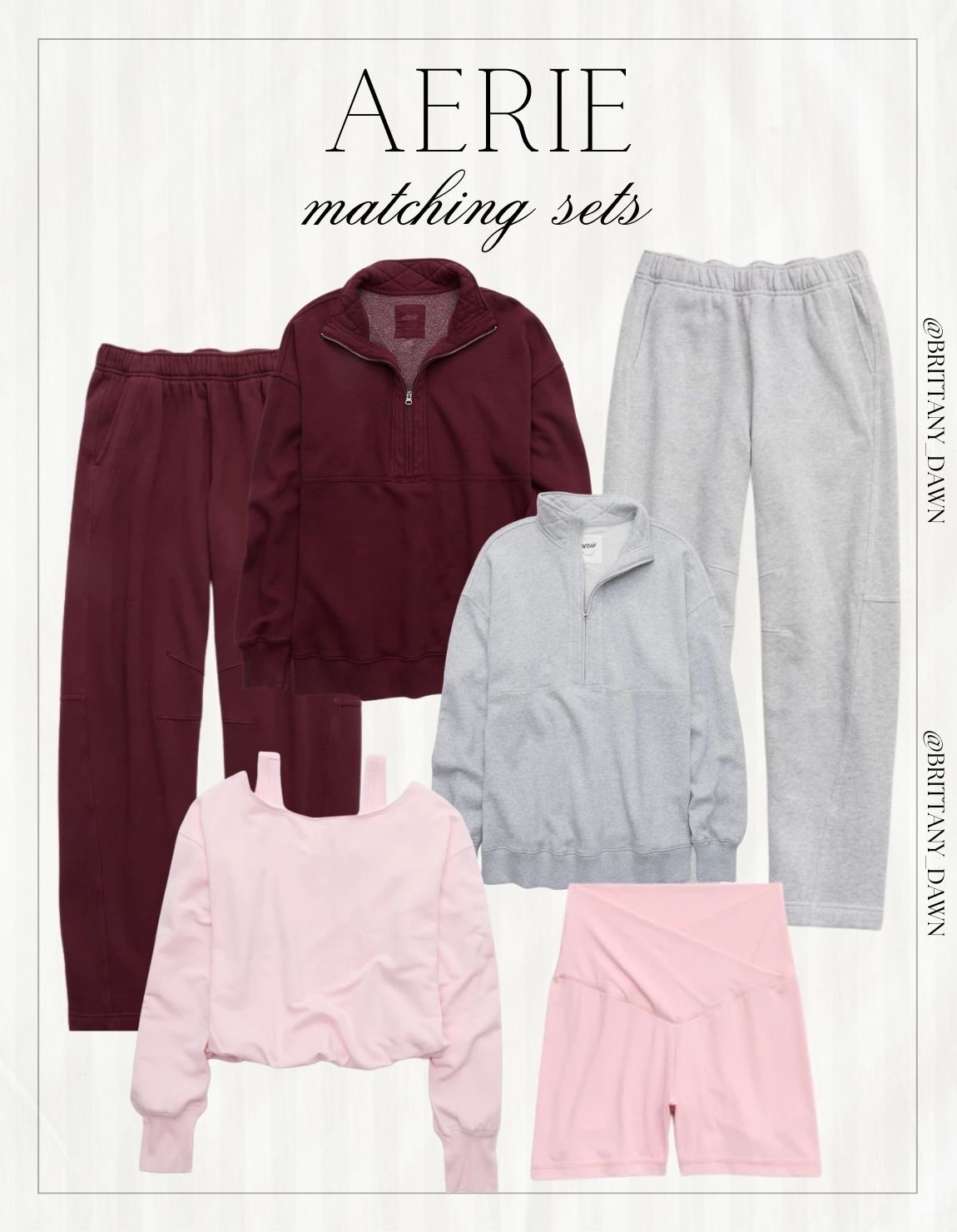 I’m loving these new Aerie matching sets for easy, put-together loungewear vibes! 🎀 

Whether you go for rich burgundy quarter-zips, classic heather grey sets, or sweet pink activewear, staying cozy has never looked better. 💫

#AerieREAL #MatchingSet #Loungewear #CozyStyle #SweatsetPicks #Athleisure #LTKunder50 #LTKfit #LTKsalealert #LTKstyletip #Activewear #ComfyOutfit

#LTKootd