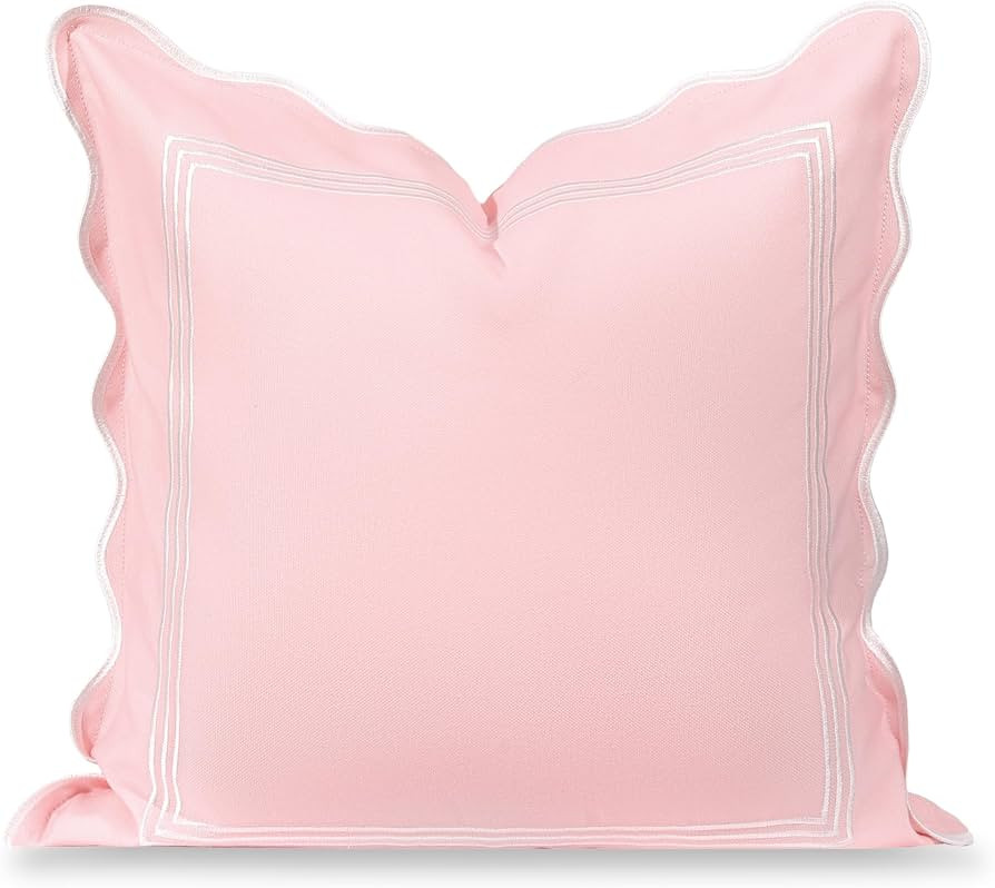 Hofdeco Premium Coastal Grandmillennial Scalloped Patio Indoor Outdoor Throw Pillow Cover Only, 2... | Amazon (US)