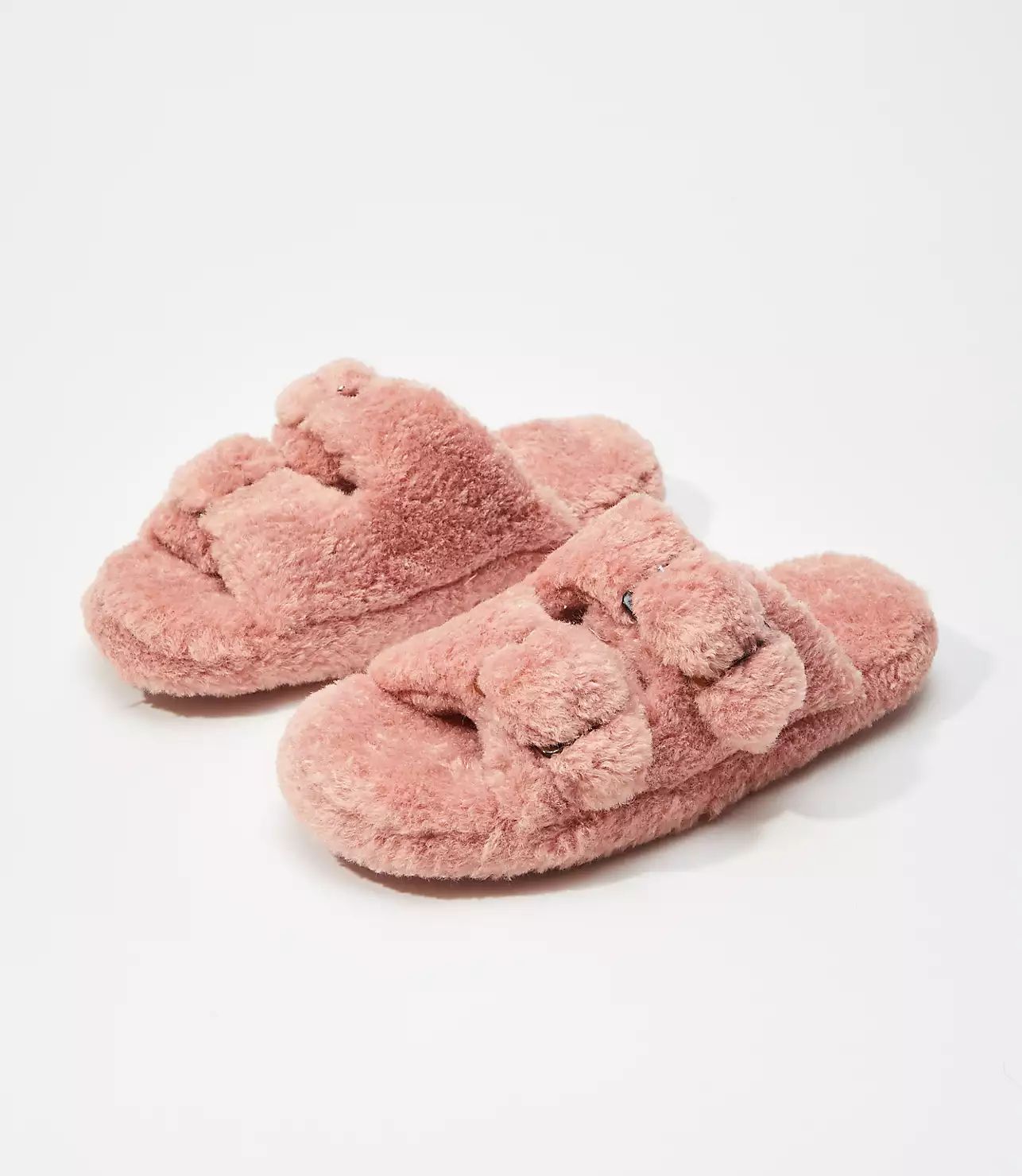 Faux Fur Buckle Slippers | LOFT