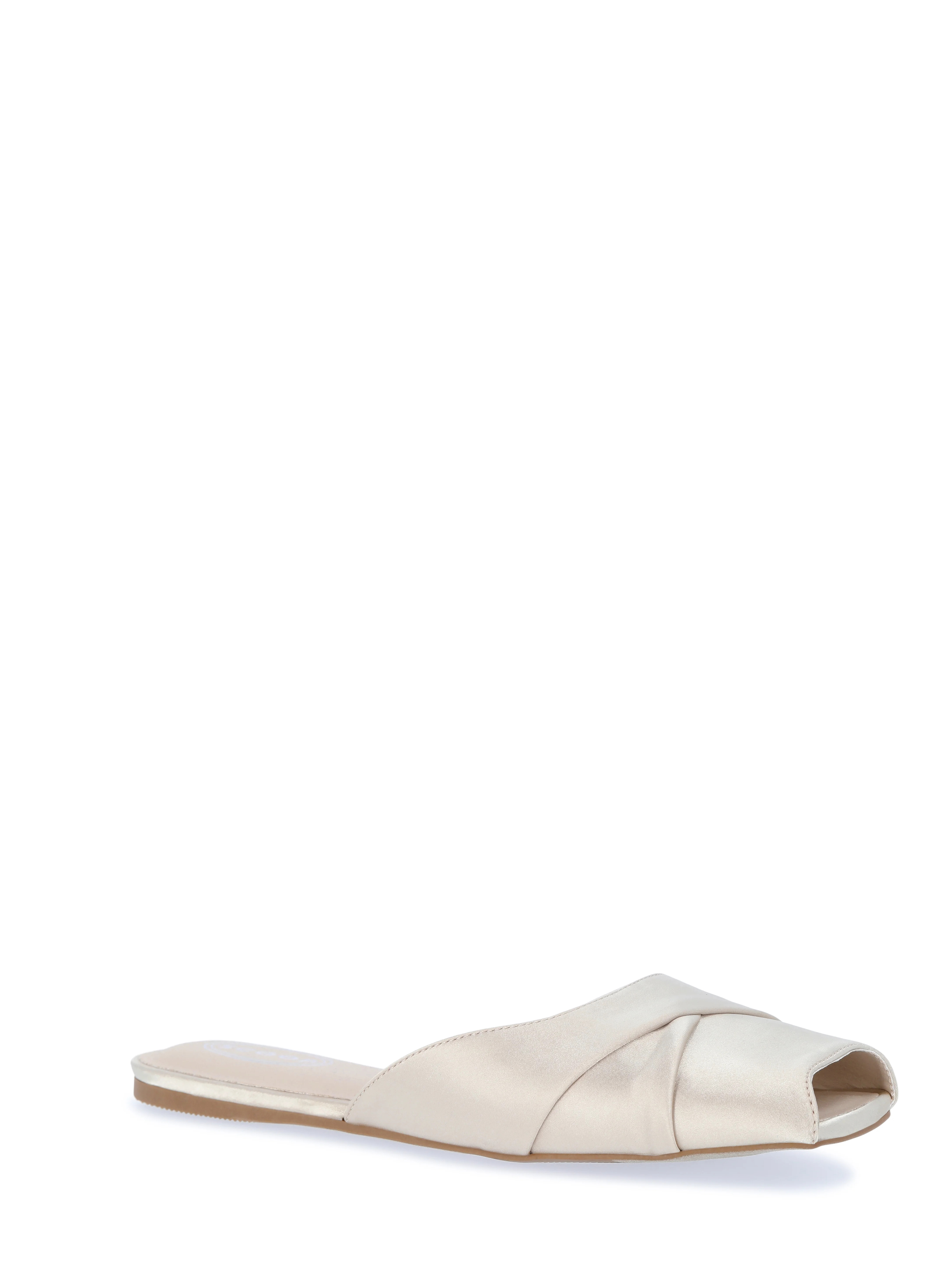 Scoop Women's Satin Slip On Peep Toe Flat Sandals | Walmart (US)