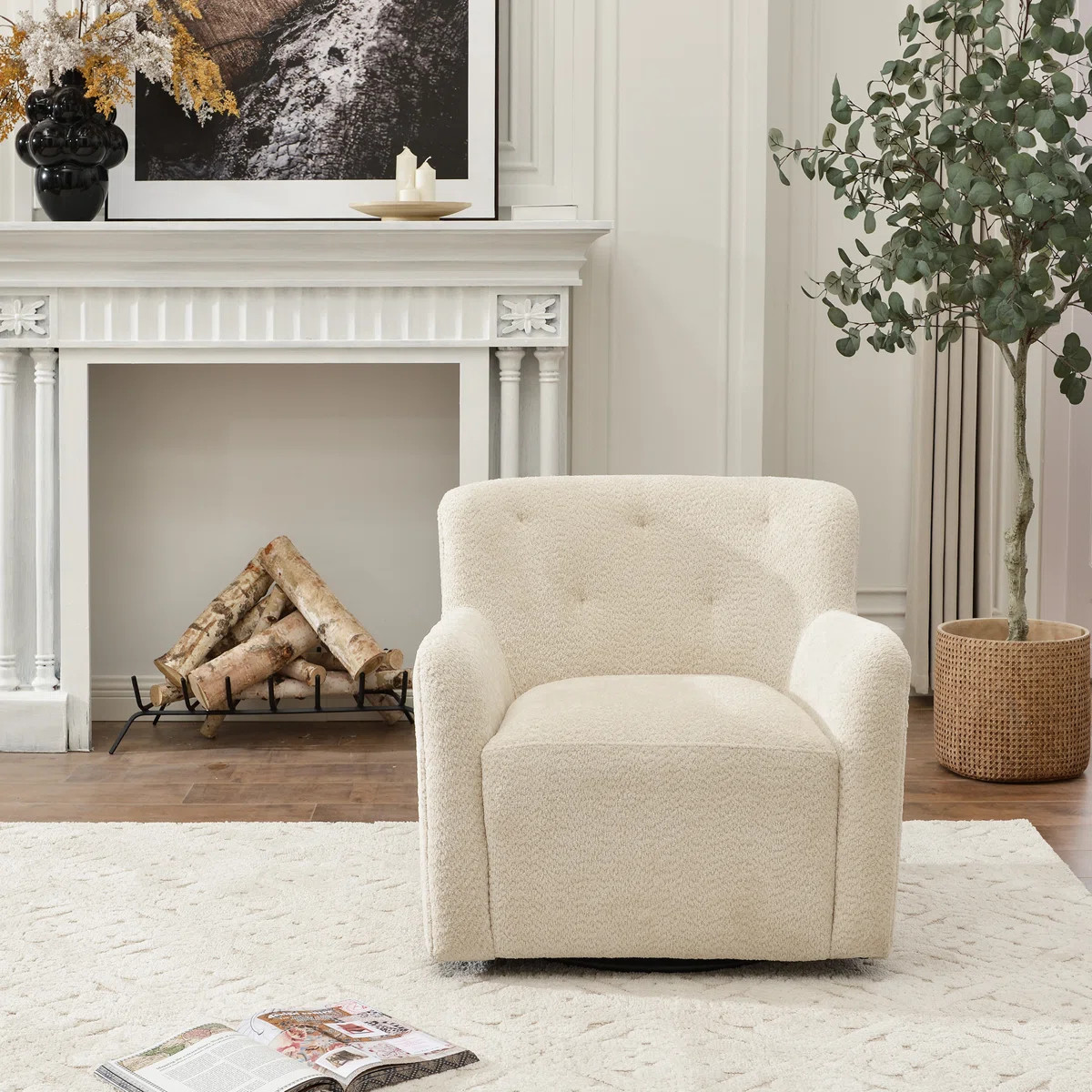 Fae Chenille Upholstered Swivel Armchair | Wayfair North America
