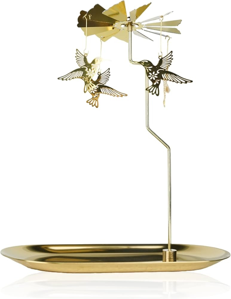 Rotary Candle Holder Hummingbird Gold Metal Spinning Tea Lights Candle Holder, Romantic Scandinav... | Amazon (US)