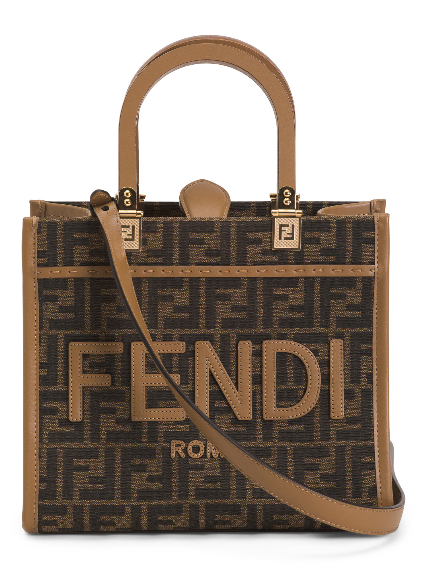 Made In Italy Jacquard And Leather Sunshine Small F F Shopper Tote | TJ Maxx