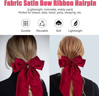 Silky Bow Hair Barrettes Jumbo Bow Clip with Tails Hair Bow Clip For Woman Girls Satin Hair Barre... | Amazon (US)