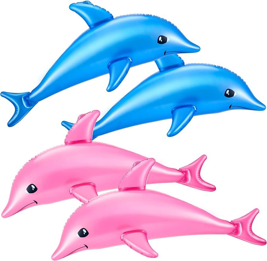 Wettarn 4 Pcs 28.4'' Inflatable Animals Dolphin Inflatable Pool Toy Inflatable Dolphin Toy for Do... | Amazon (US)