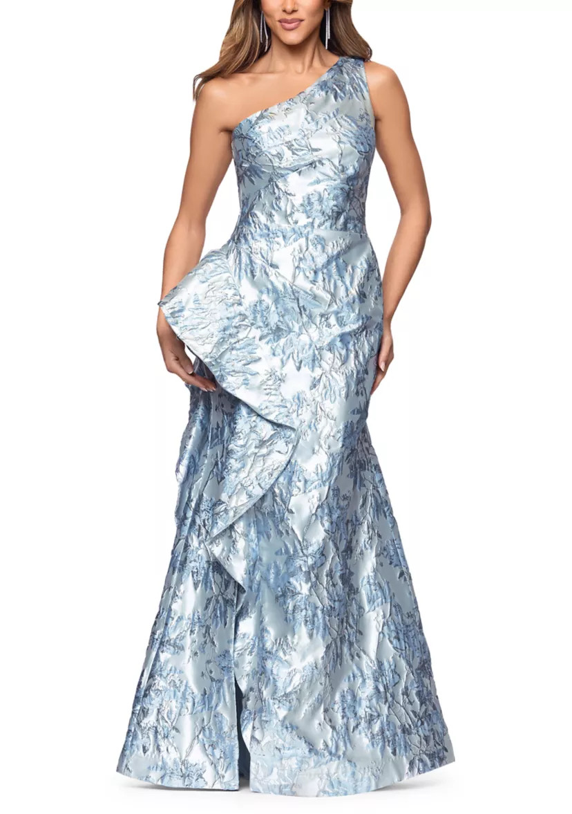 Women's One Shoulder Brocade Gown | Belk