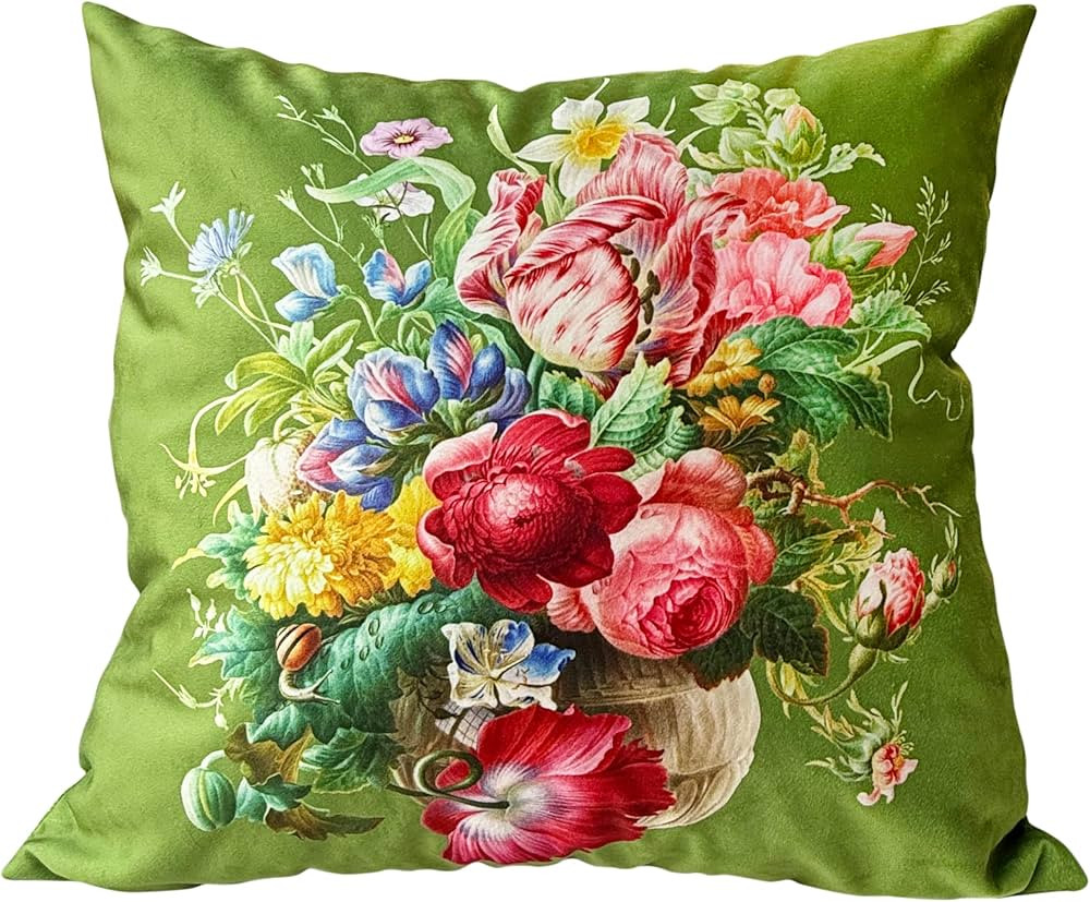 Elegant Decorative Floral Throw Pillow Cover Double Sides Flower Vintage Pillow Covers 18"x18" | Amazon (US)