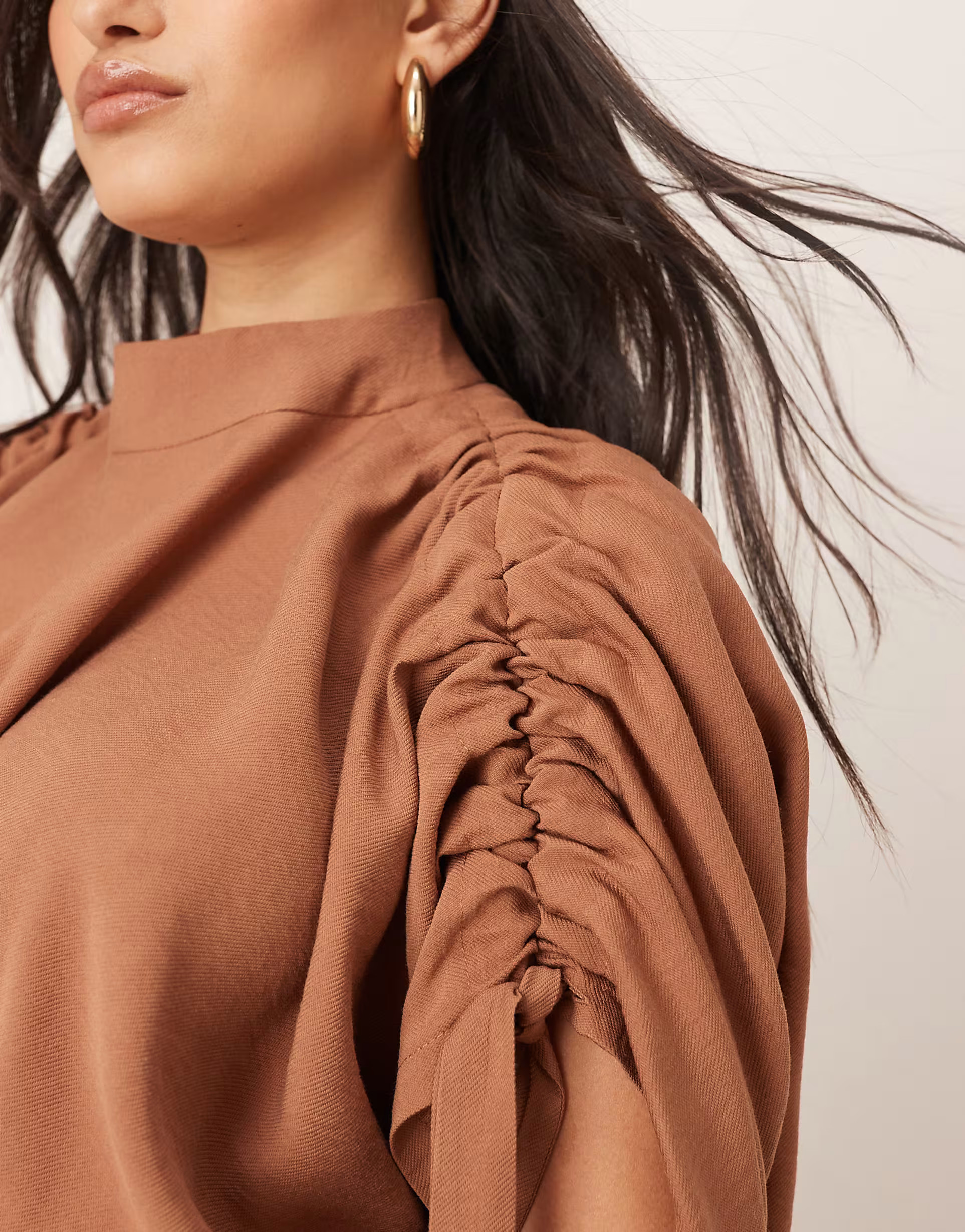 ARRANGE slouchy top with drawstring detail in mocha | ASOS (Global)