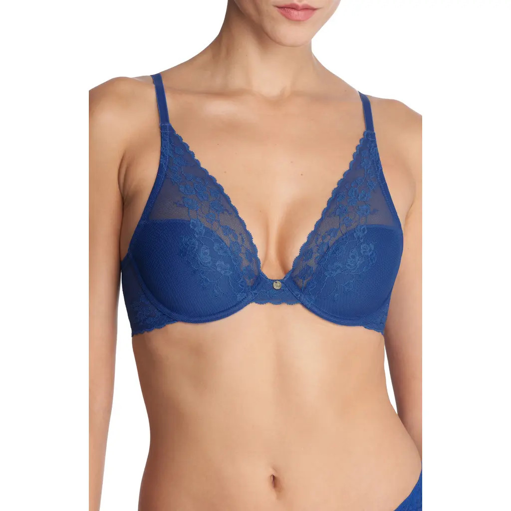 Natori Cherry Blossom Convertible Underwire Bra in Cobalt at Nordstrom, Size 36Dd | Nordstrom