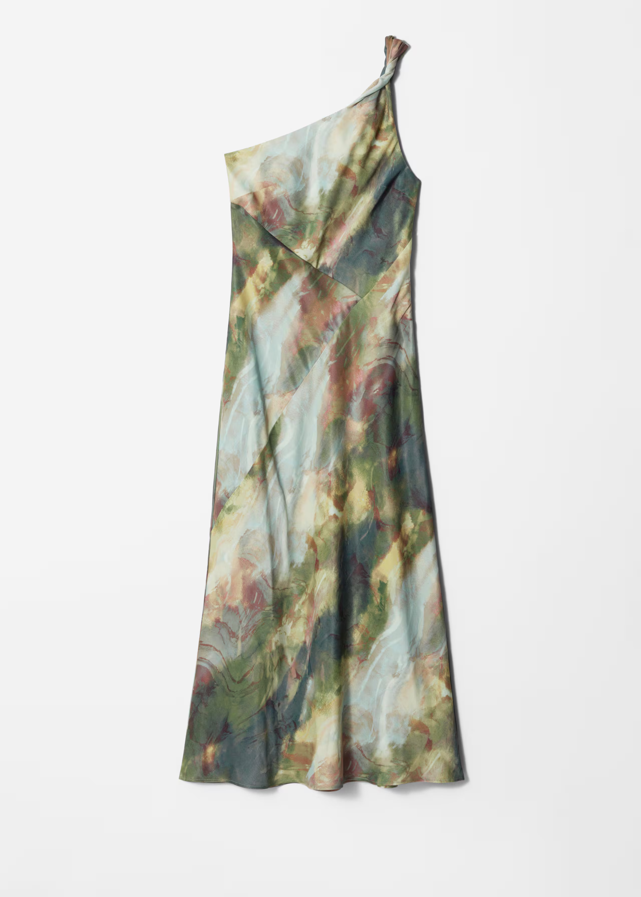 One-Shoulder Satin Midi Dress - Abstract Print - & Other Stories GB | & Other Stories UK