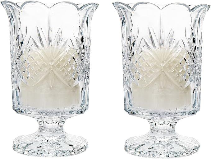 Godinger Dublin Collection Crystal Hurricane Votive Candle Holder Set of 2 | Amazon (US)