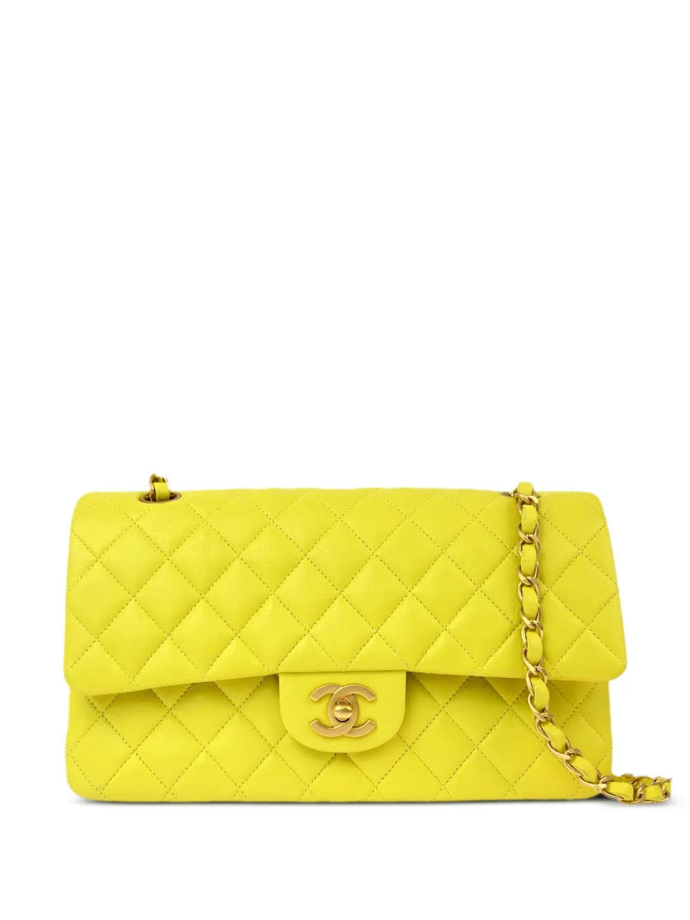 CHANEL Pre-Owned 2000 medium Double Flap shoulder bag - Yellow | Farfetch Global