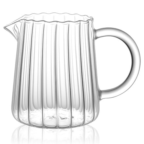 8.5 Ounces Glass Pitcher Small Pitcher Milk Forther Cup Mini Creamer Container Tea Serving Carafe Heat Resistant Breast Milk Pitchers for Coffee Bar Kitchen Essentials (1 Pack) | Amazon (US)