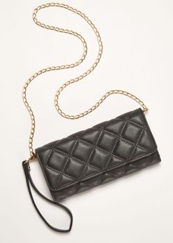 Black Chain Strap Quilted Wallet Bag | rue21