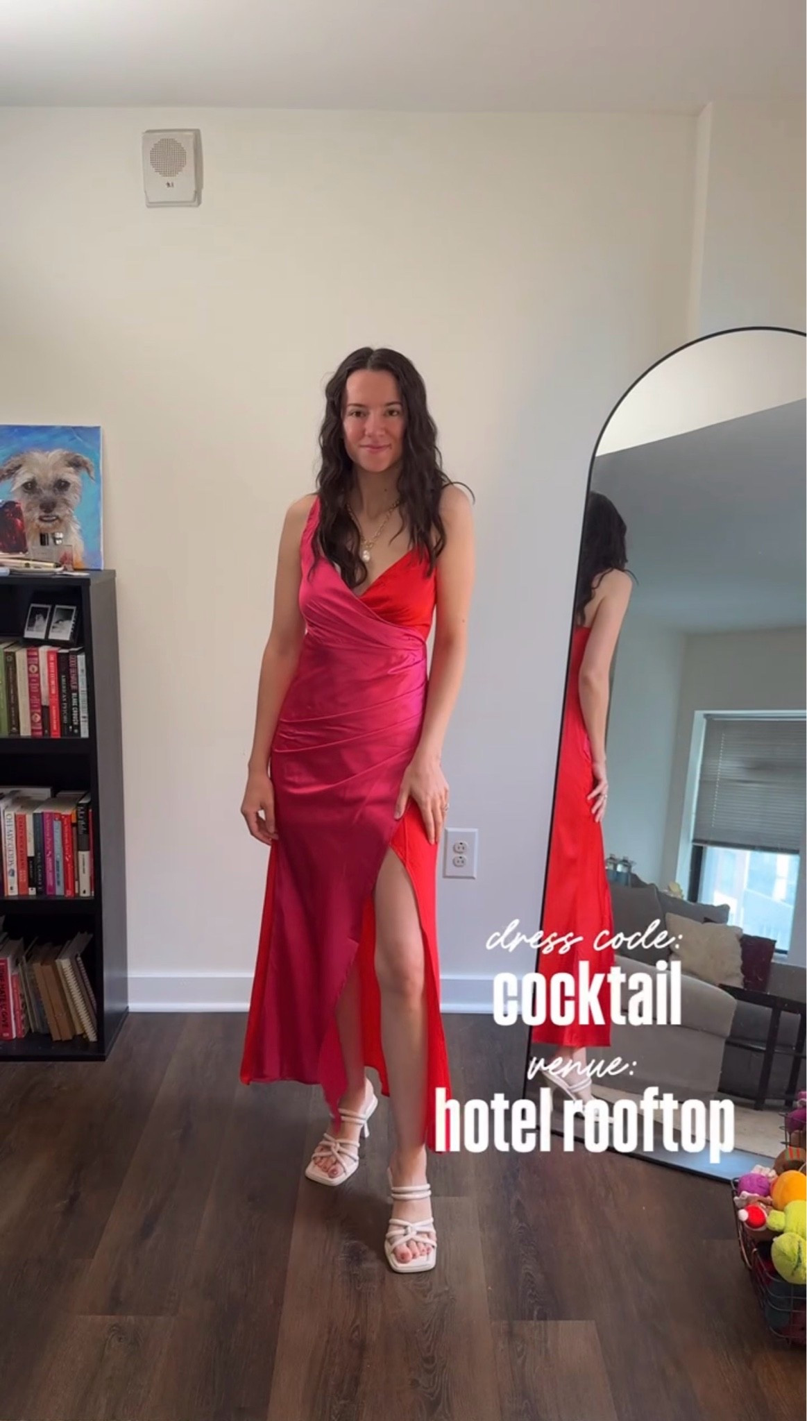 Pink and red color-blocked satin dress styling for a summer cocktail wedding guest look. Perfect outfit idea for a modern hotel rooftop wedding or city chic dress code. Look from Petal & Pup under $150.

#LTKWedding #LTKPetite #LTKSeasonal