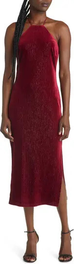 Enticing Entrance Halter Neck Velvet Midi Cocktail Dress | Nordstrom