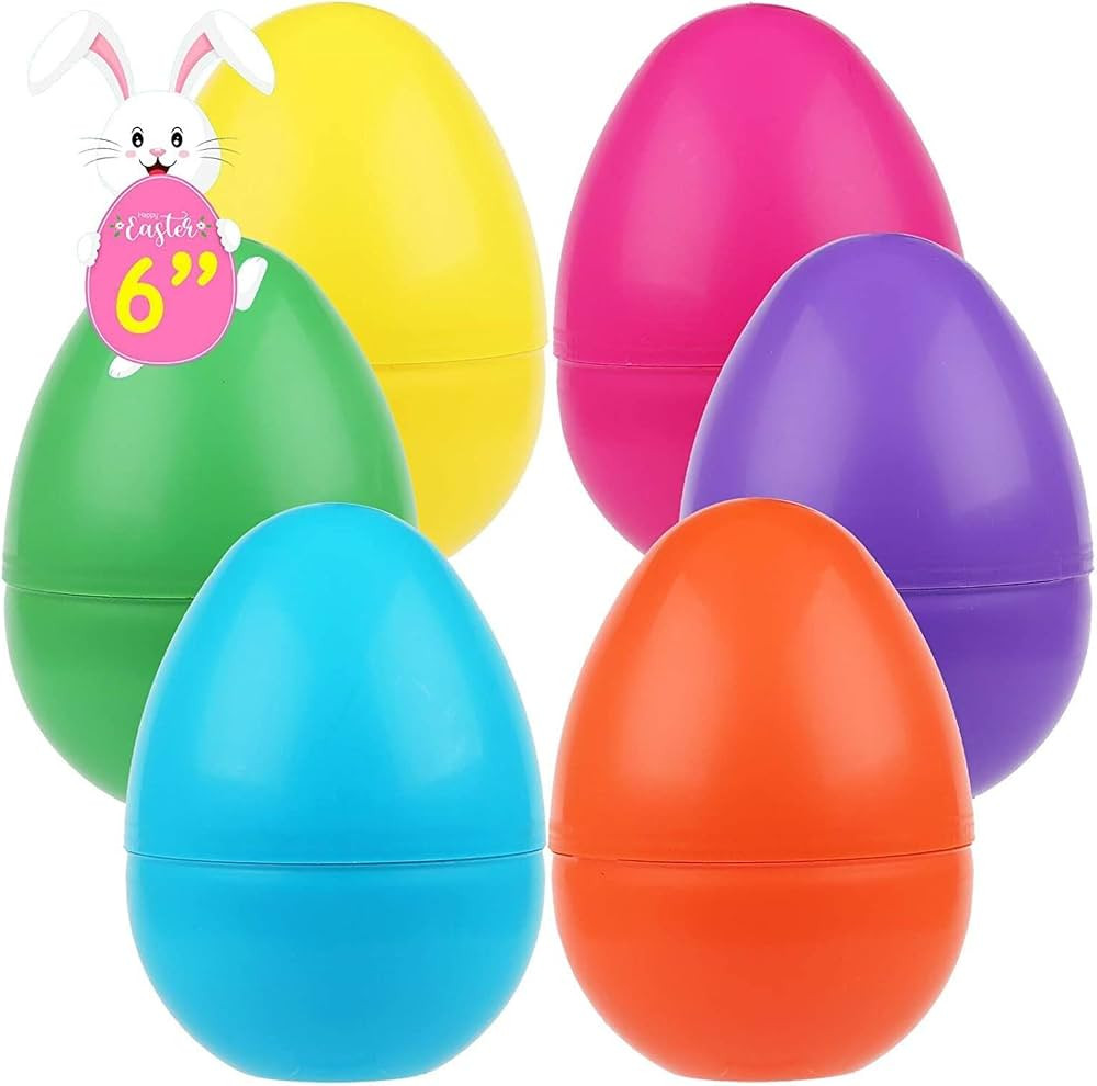 NEWBEA 12 Pcs Jumbo Easter Eggs, Fillable Plastic Easter Eggs Bright Color for Easter Hunt Party ... | Amazon (US)