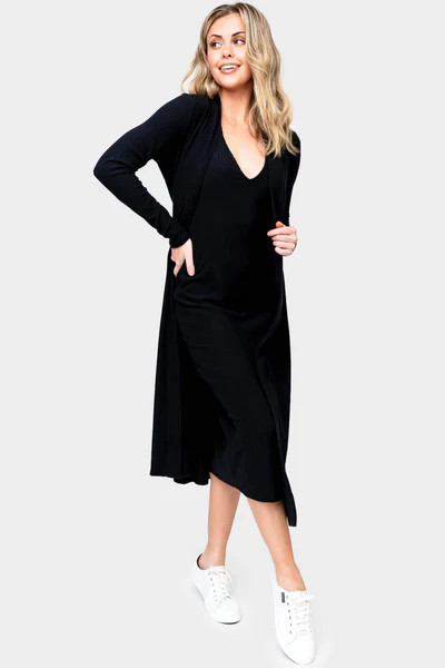 Ribbed Knit Duster Cardigan with Side Slit | Gibsonlook