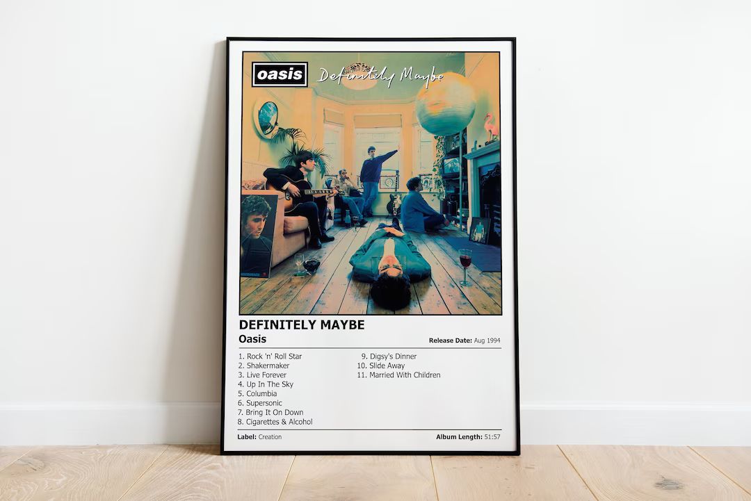 OASIS - Definitely Maybe - Album Cover Print Poster | Wall Art | Artwork | A4, A3, A2 & A1 sizes ... | Etsy (UK)