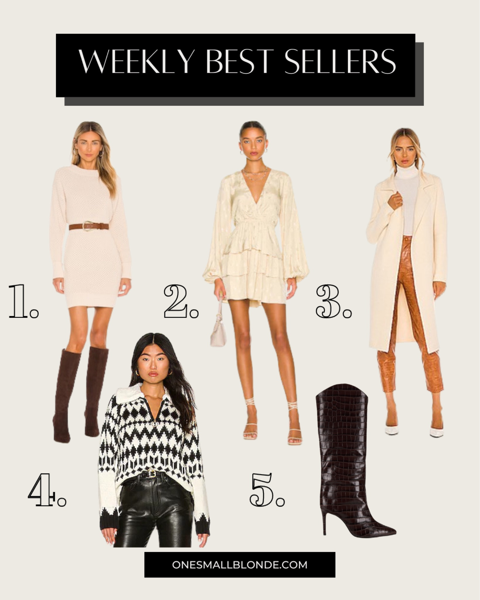 Weekly favorites:

Cream sweater dress, cream cardigan, black and white sweater, Schutz black tall boots, mini dress

#LTKshoecrush #LTKstyletip #LTKSeasonal