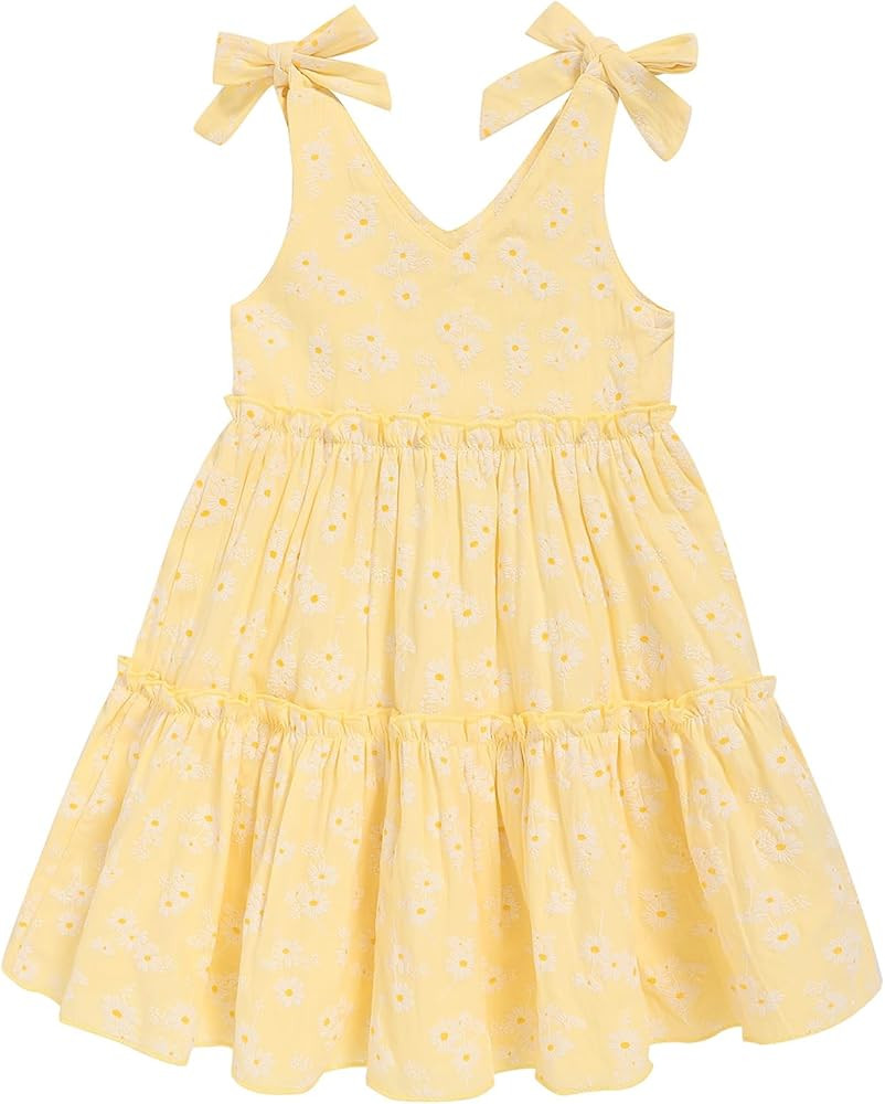 Toddler Girl Dress Summer Little Girls Strap Sleeveless Beach Sundress Kids Cotton Casual Dresses | Amazon (US)