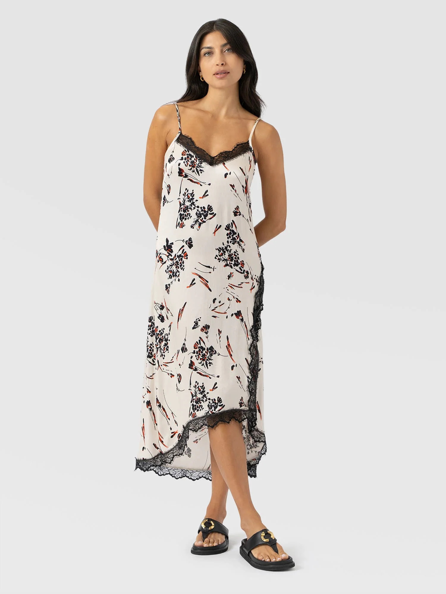 Harper Lace Cami Dress - White Mist Floral | Saint + Sofia