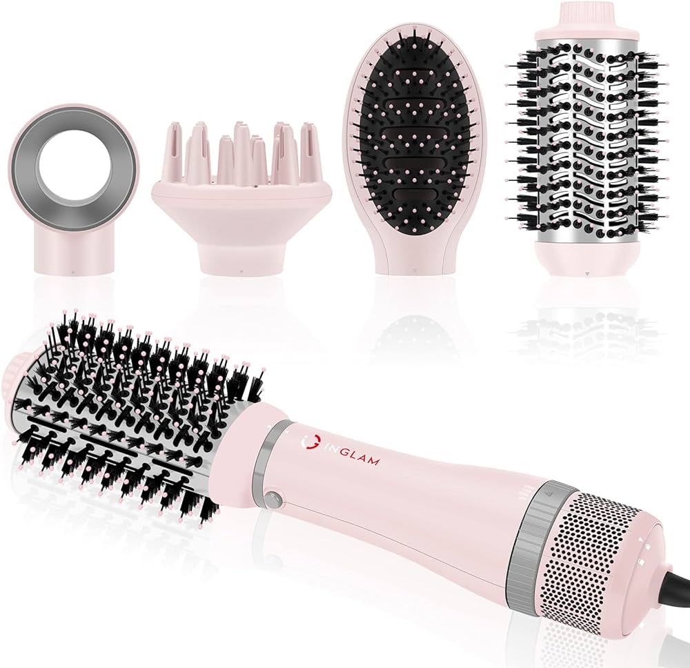 Hair Dryer Brush Set, IG INGLAM 4 in 1 Blowout Brush, Negative Ion Detachable Hair Dryer & Styler... | Amazon (US)