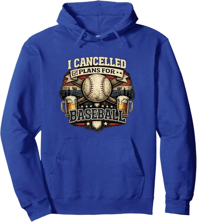 I Cancelled Plans For Baseball Vintage Retro Graphic Pullover Hoodie | Amazon (US)