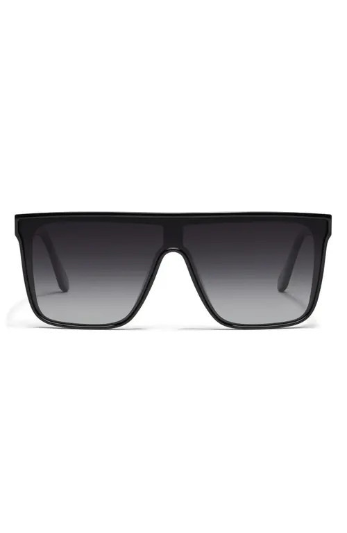 QUAY Nightfall Extra Large 146mm Polarized Shield Sunglasses in Black/Smoke Polarized at Nordstrom | Nordstrom