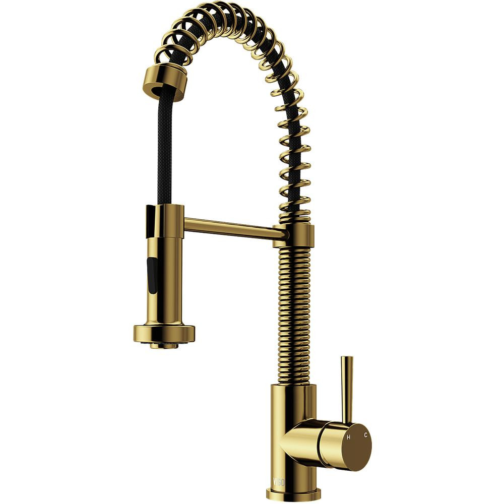 VIGO Edison Single-Handle Pull-Down Sprayer Kitchen Faucet in Matte Gold VG02001MG - The Home Dep... | The Home Depot