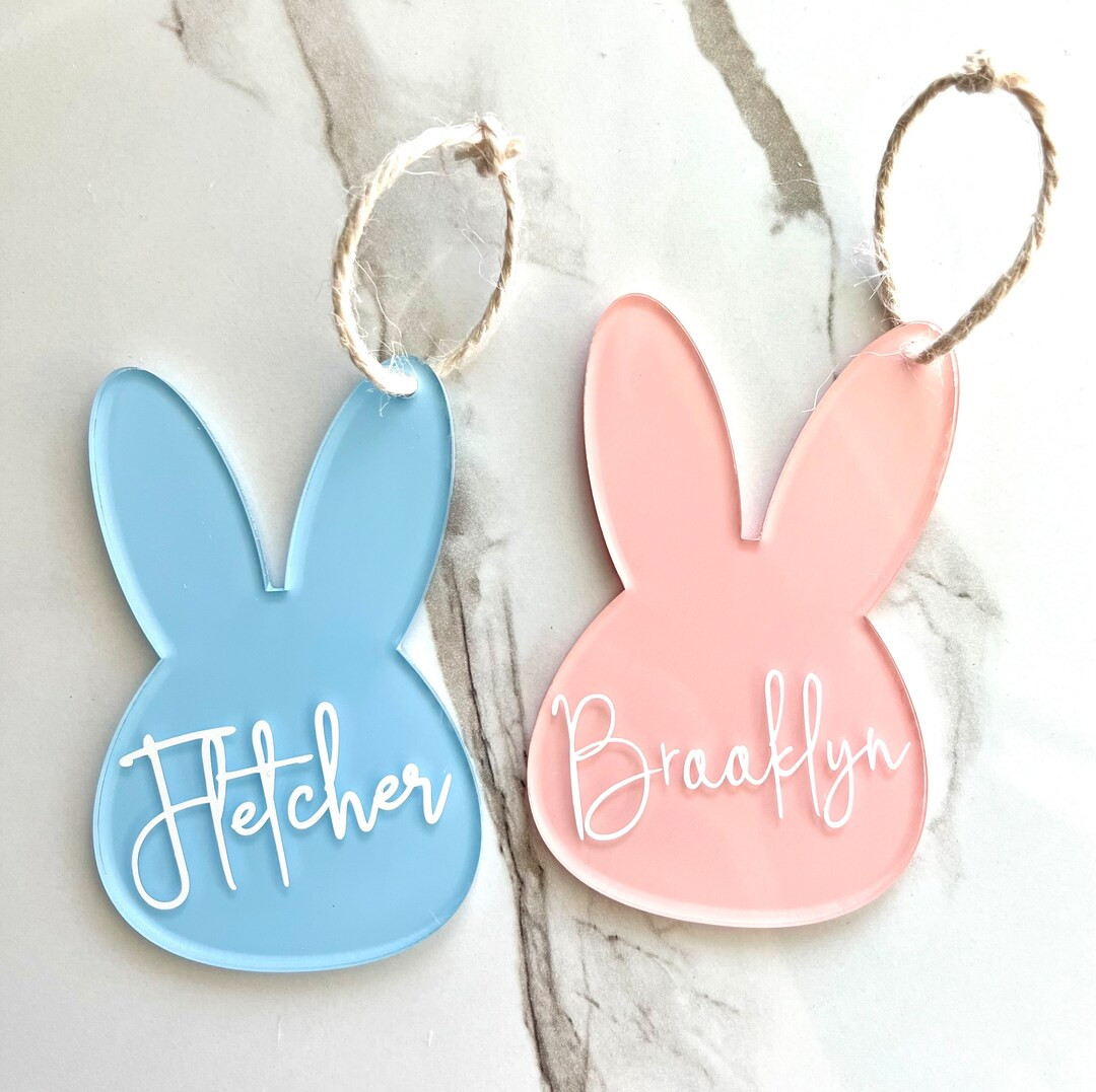 Easter Basket Tags | Personalized Easter Basket Tags | Acrylic Bunny Tag | Easter Basket Gifts | ... | Etsy (US)